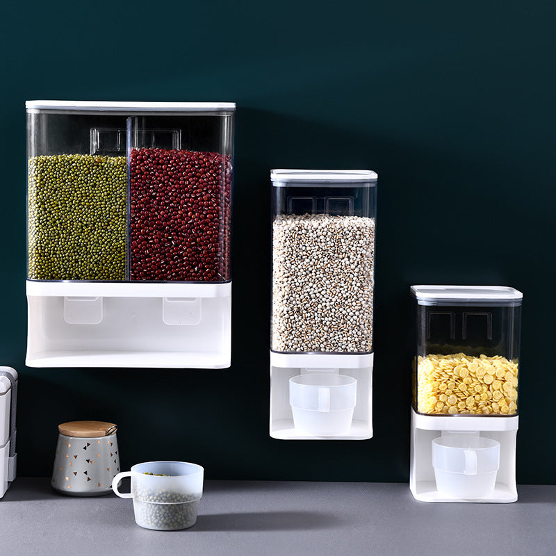 Grain Storage Box Kitchen Wall-Mounted Storage Tank Moisture-Proof Sealed Tank Cereal Dispensing Machine Grain Tank
