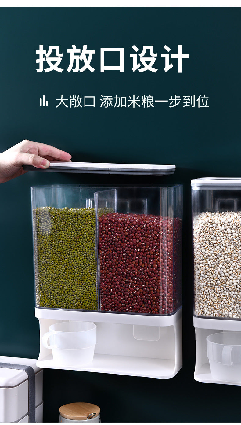 Grain Storage Box Kitchen Wall-Mounted Storage Tank Moisture-Proof Sealed Tank Cereal Dispensing Machine Grain Tank