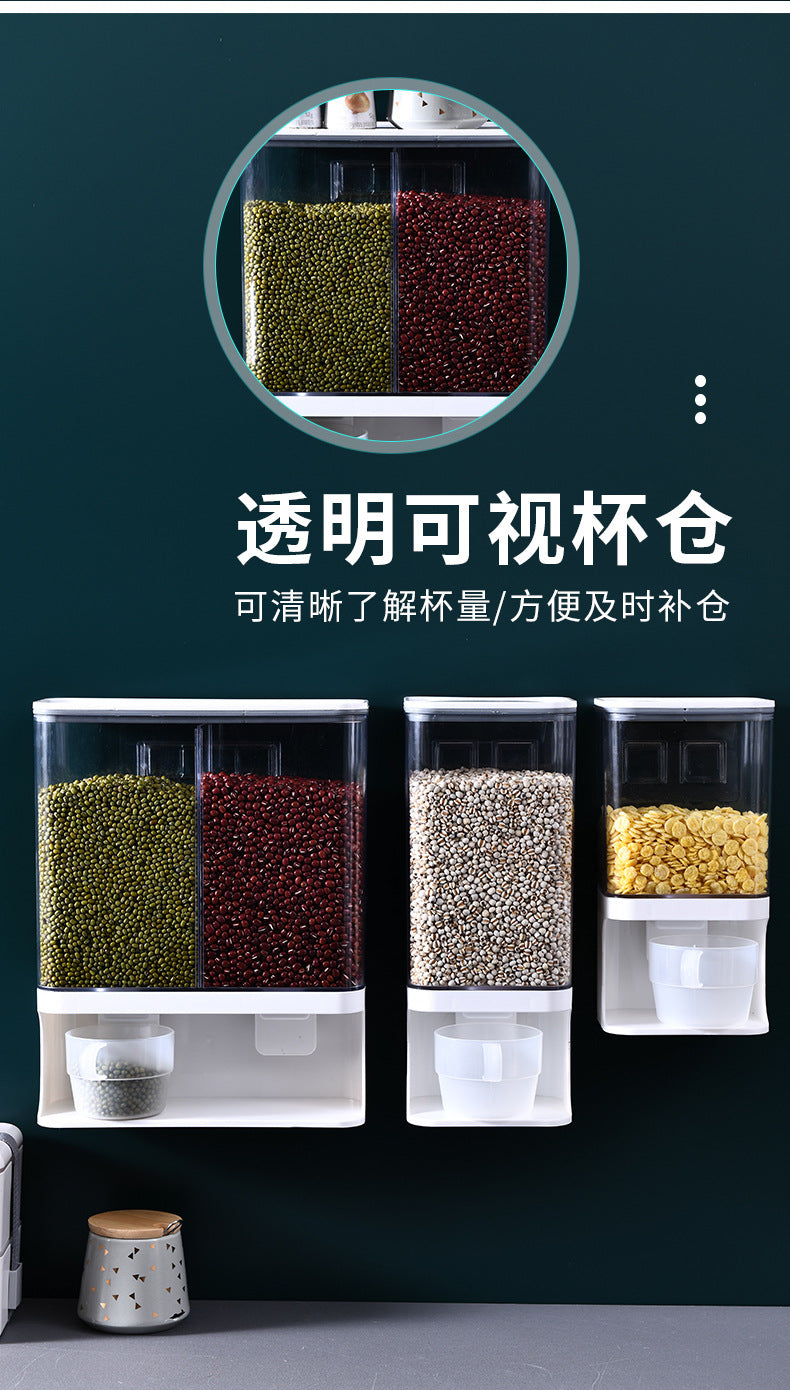 Grain Storage Box Kitchen Wall-Mounted Storage Tank Moisture-Proof Sealed Tank Cereal Dispensing Machine Grain Tank