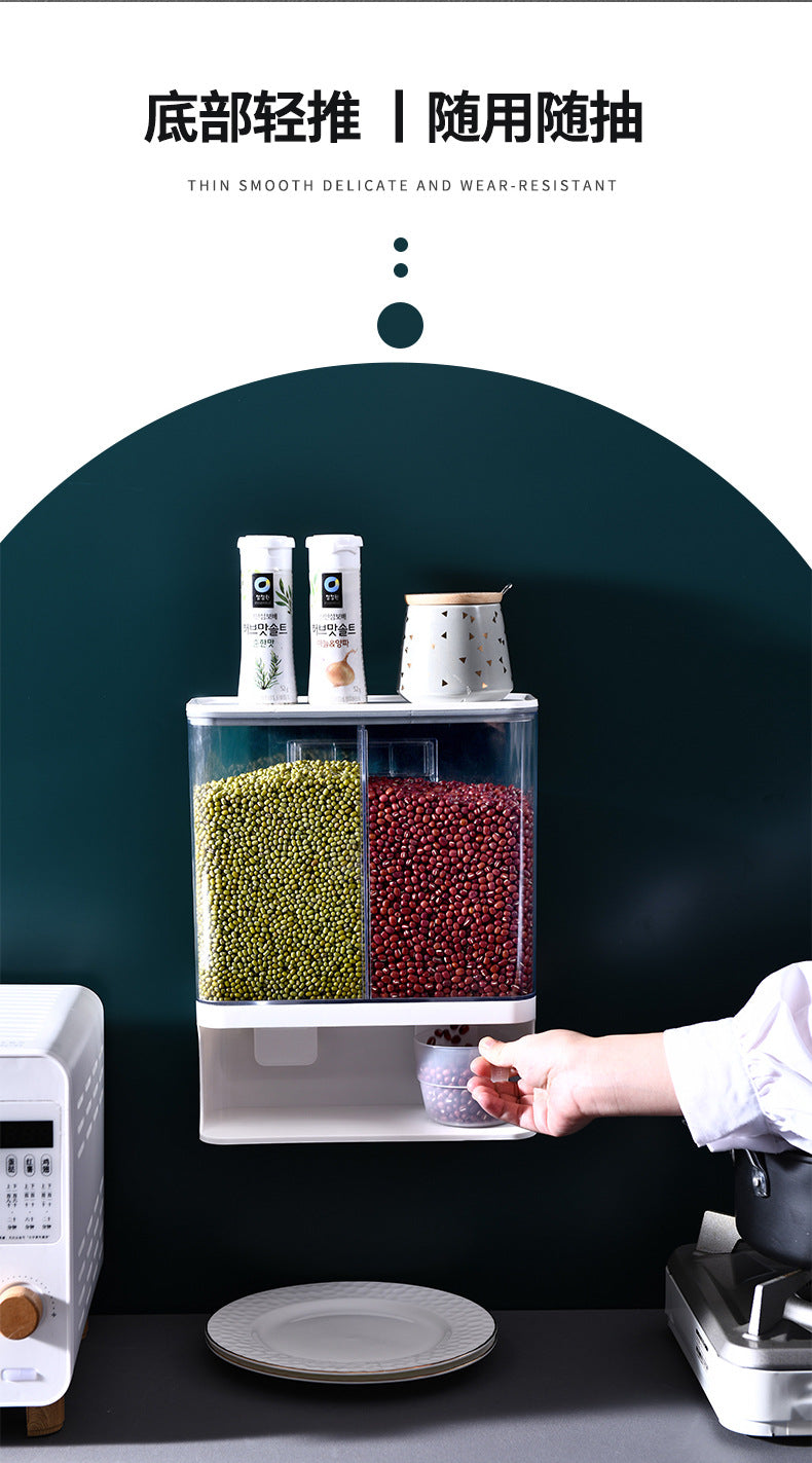 Grain Storage Box Kitchen Wall-Mounted Storage Tank Moisture-Proof Sealed Tank Cereal Dispensing Machine Grain Tank