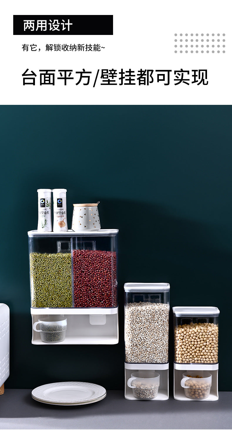 Grain Storage Box Kitchen Wall-Mounted Storage Tank Moisture-Proof Sealed Tank Cereal Dispensing Machine Grain Tank