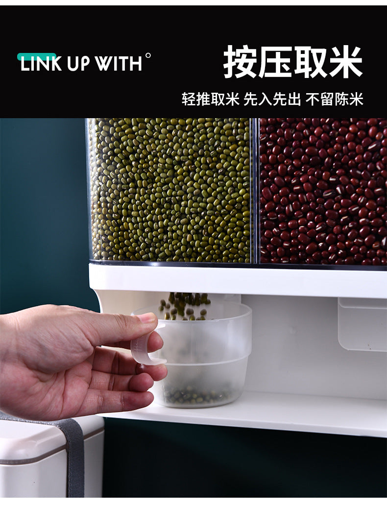 Grain Storage Box Kitchen Wall-Mounted Storage Tank Moisture-Proof Sealed Tank Cereal Dispensing Machine Grain Tank
