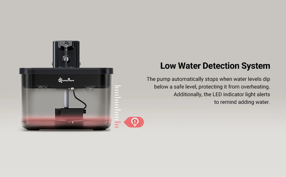 Fontaine à eau sans fil pour chat DownyPaws 2,5 L, automatique, sur batterie, avec détecteur de mouvement, distributeur d'eau pour chien