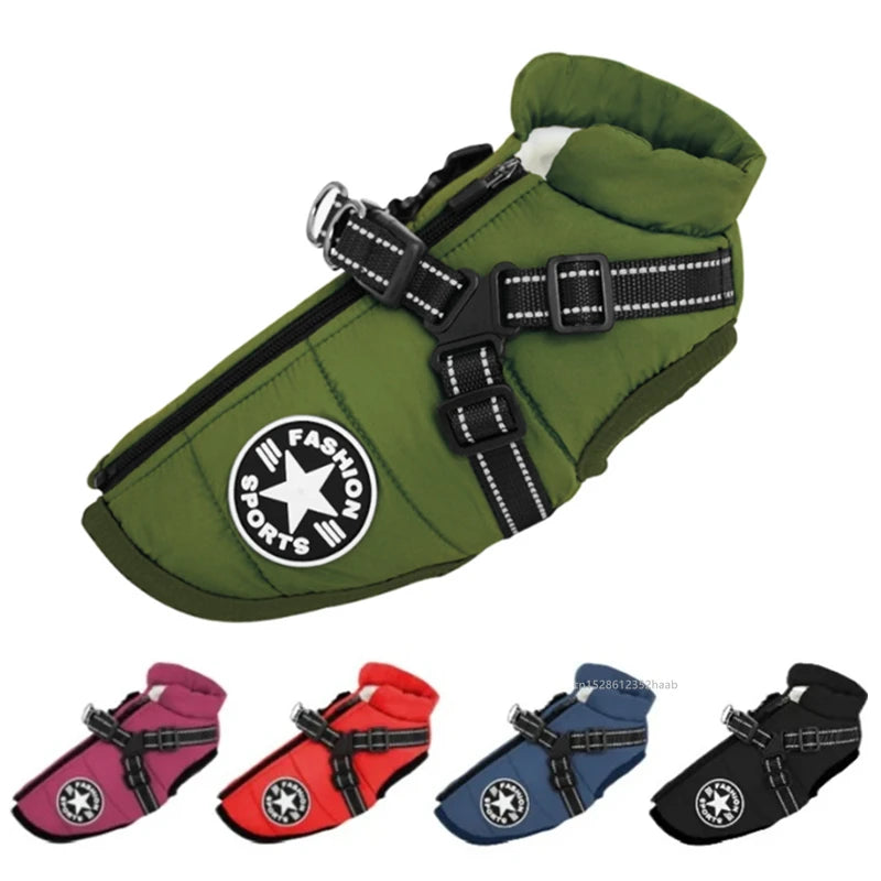Veste chaude d'hiver pour chien avec harnais, manteau imperméable pour petit et moyen chien, Chihuahua, bouledogue français, vêtements d'extérieur pour chien