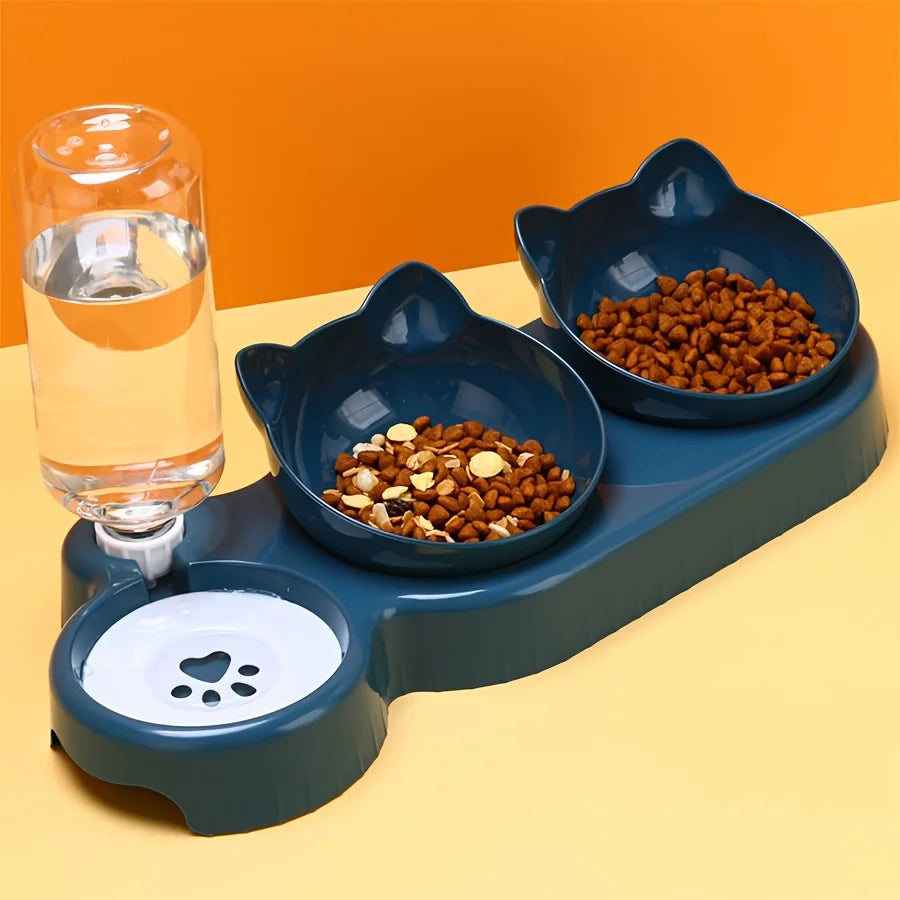 🐱 3-in-1 Cat Food Bowl with Water Dispenser | Non-tip, Tilted, and Comfortable ⭐ 4.8/5 (1,500+ customers)