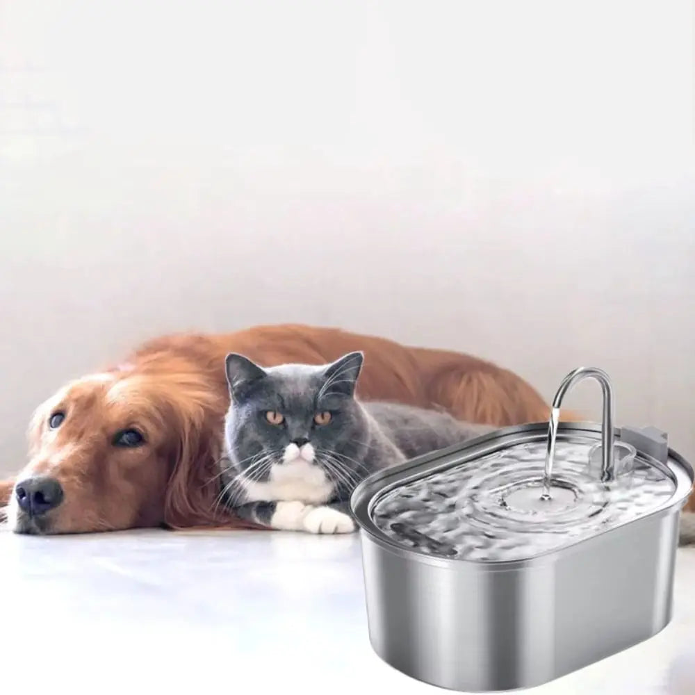 3.2L Smart Cat Water Fountain Automatic Low Noise Pet Water Dispenser Stainless Steel Large Capacity Pet Water Drinker Holiday
