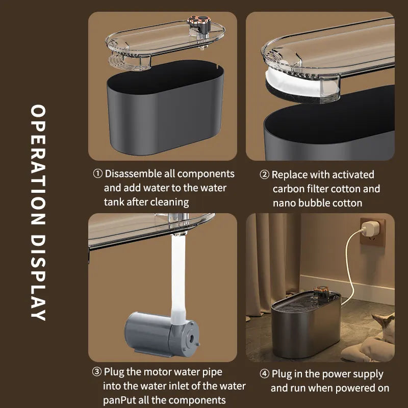 3L Automatic Cat Water Fountain Large Capacity Silent Pet Water Dispenser Circulating Filter Kitten Drinking Feeder Pet Supplies