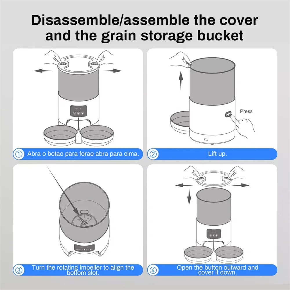 4.5L TuYa APP Automatic Pet Water Fountain Feeder Button Version Auto Cat Drink Smart Dispenser For Cats Dog Dry Food Bowl