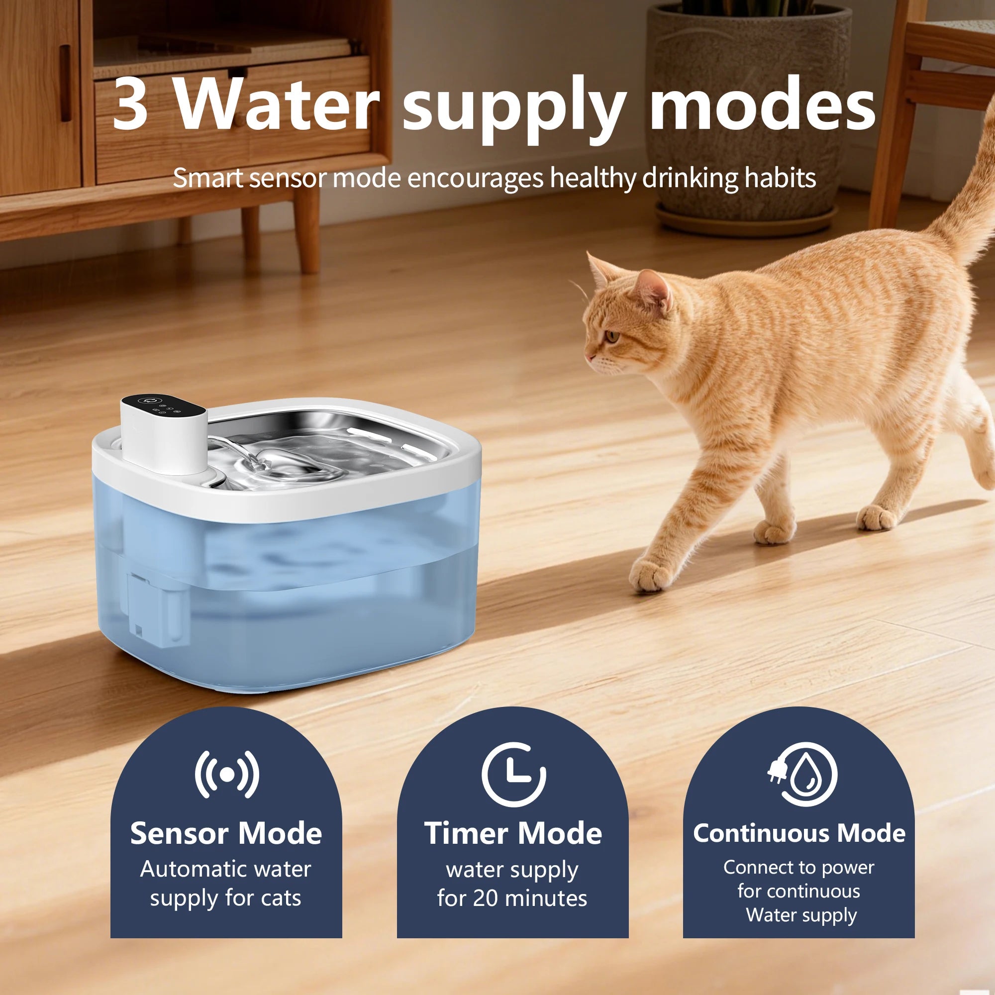 Wireless Smart Pet Water Dispenser, Automatic Pet Water Fountain, with Filter and Silent Pump, for Dog Cat Essentials 3.5L