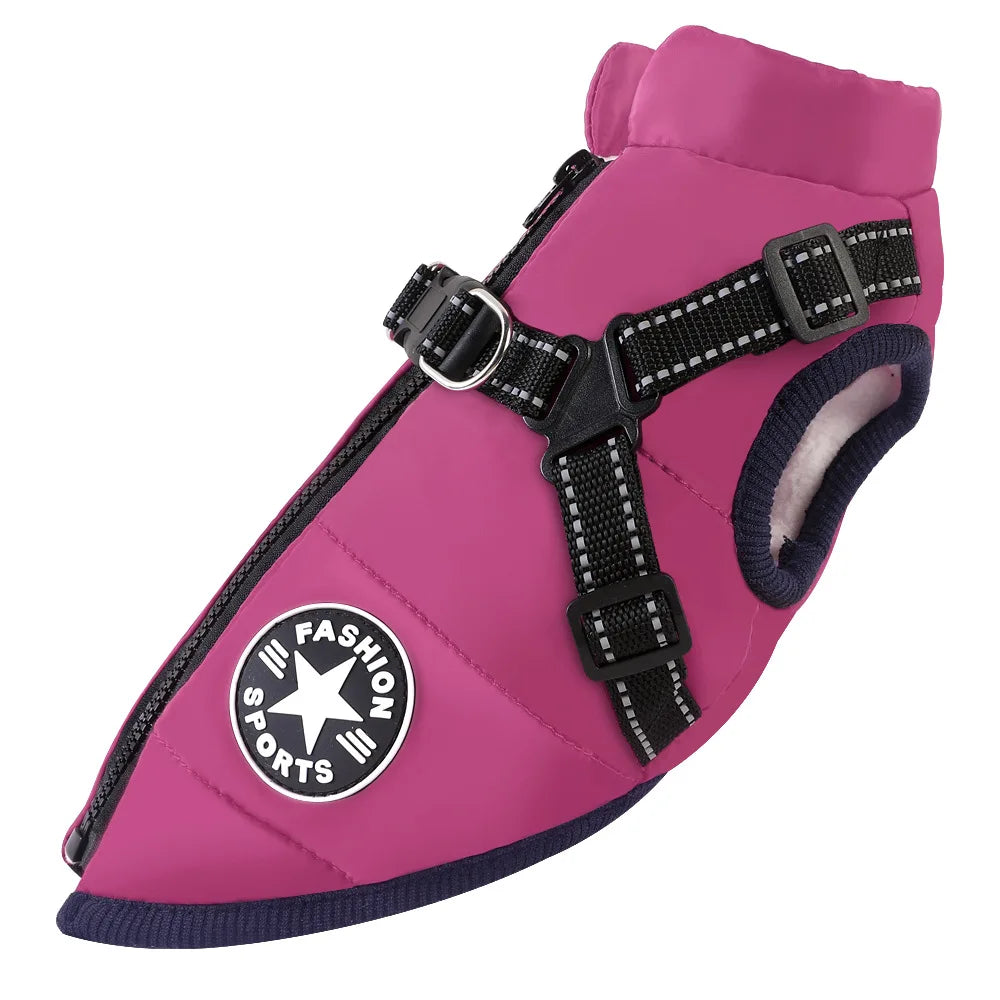 Veste chaude d'hiver pour chien avec harnais, manteau imperméable pour petit et moyen chien, Chihuahua, bouledogue français, vêtements d'extérieur pour chien