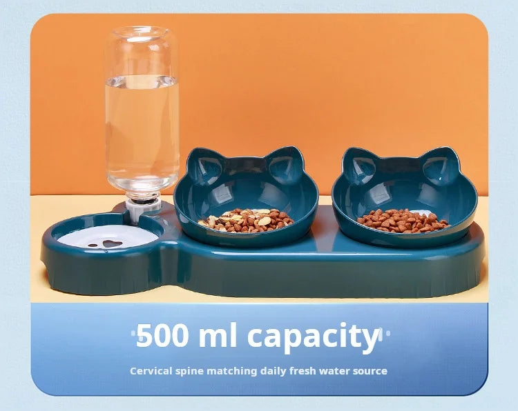🐱 3-in-1 Cat Food Bowl with Water Dispenser | Non-tip, Tilted, and Comfortable ⭐ 4.8/5 (1,500+ customers)