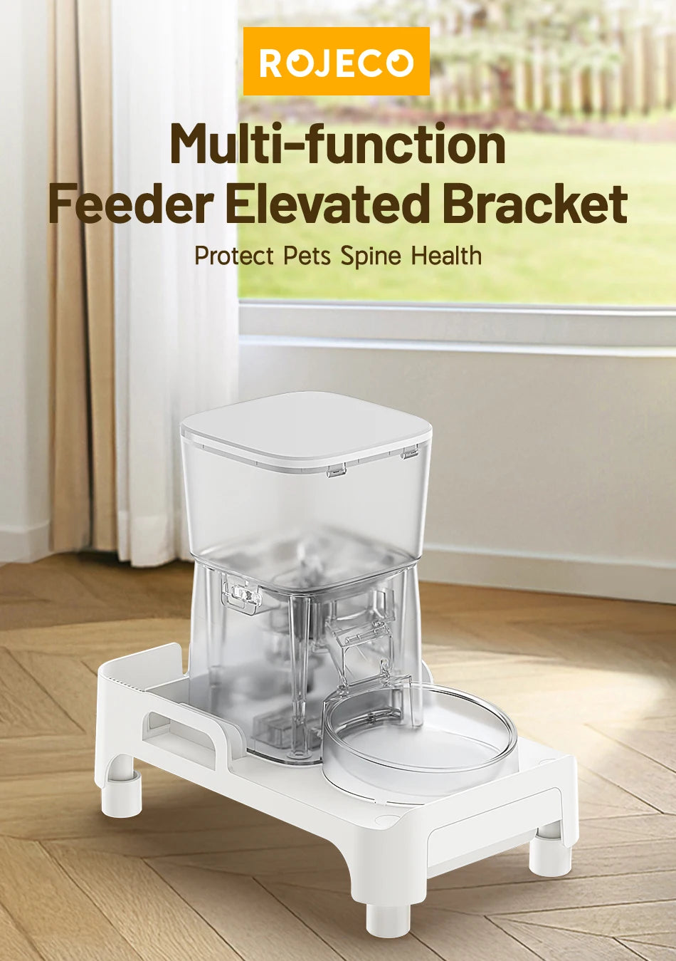 ROJECO Gamelle multifonction surélevée pour animaux de compagnie, mangeoire simple et double, distributeur de nourriture à hauteur réglable pour chats et chiens