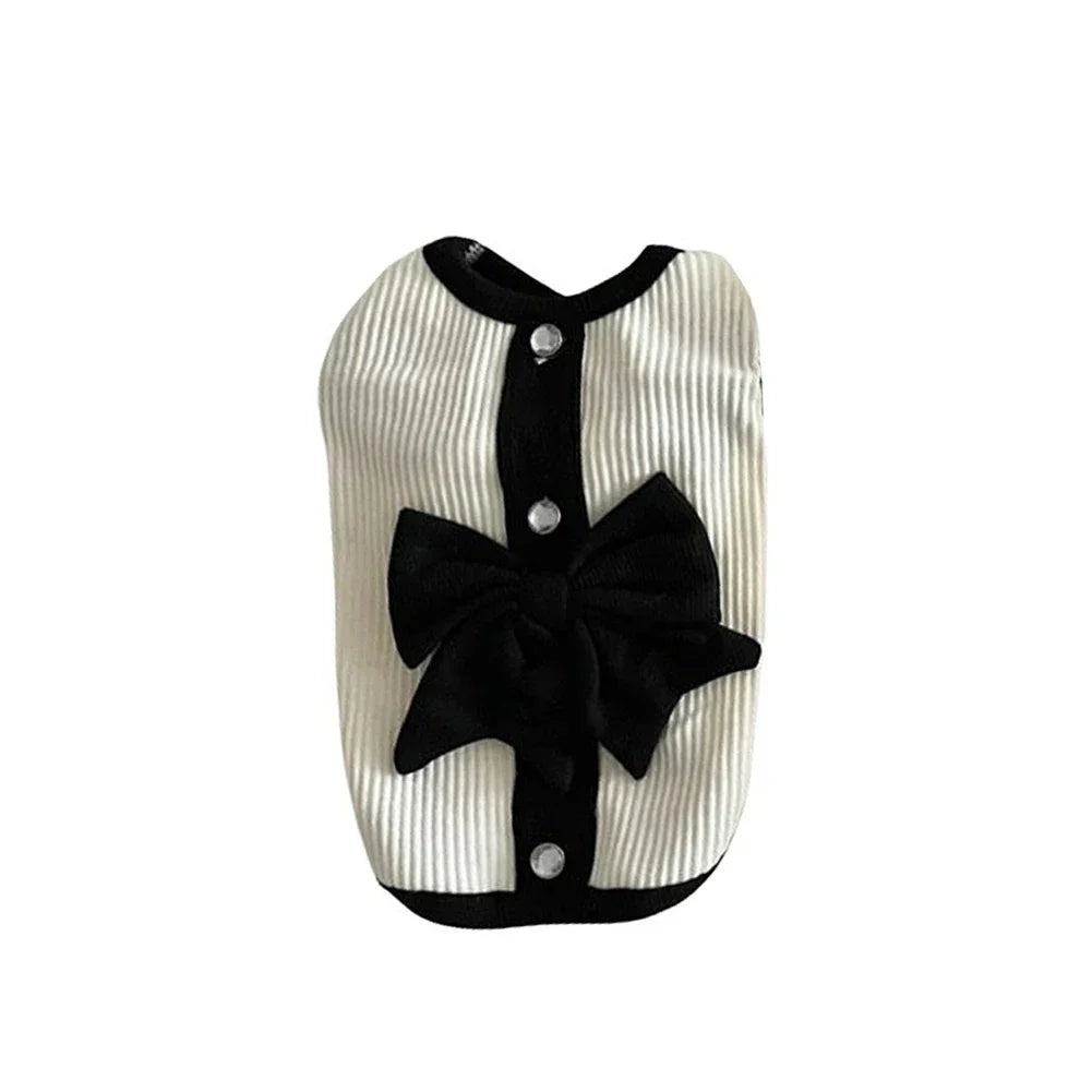 Robe pour chien pour petits chiens, vêtements de luxe d'été pour chiot, jupe en dentelle avec nœud, T-shirt pour chien noir et blanc, costume pour filles, gilet Chihuahua