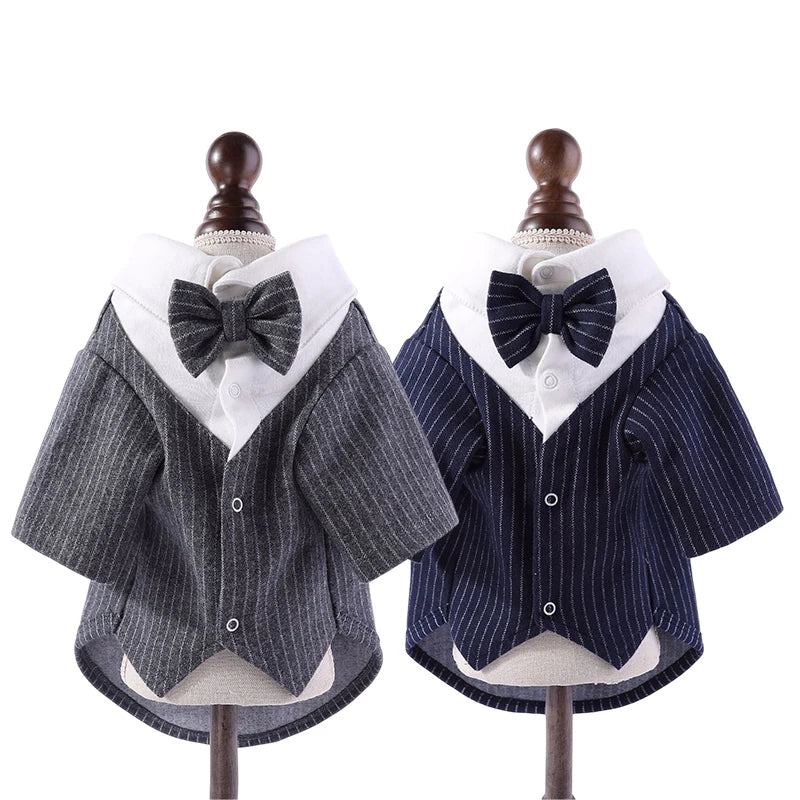 Vêtements pour chiens Gentleman, Costume de mariage, Chemise formelle pour petits chiens, Nœud papillon, Smoking, Tenue pour animaux de compagnie, Costume de Noël pour Teddy, Poméranien