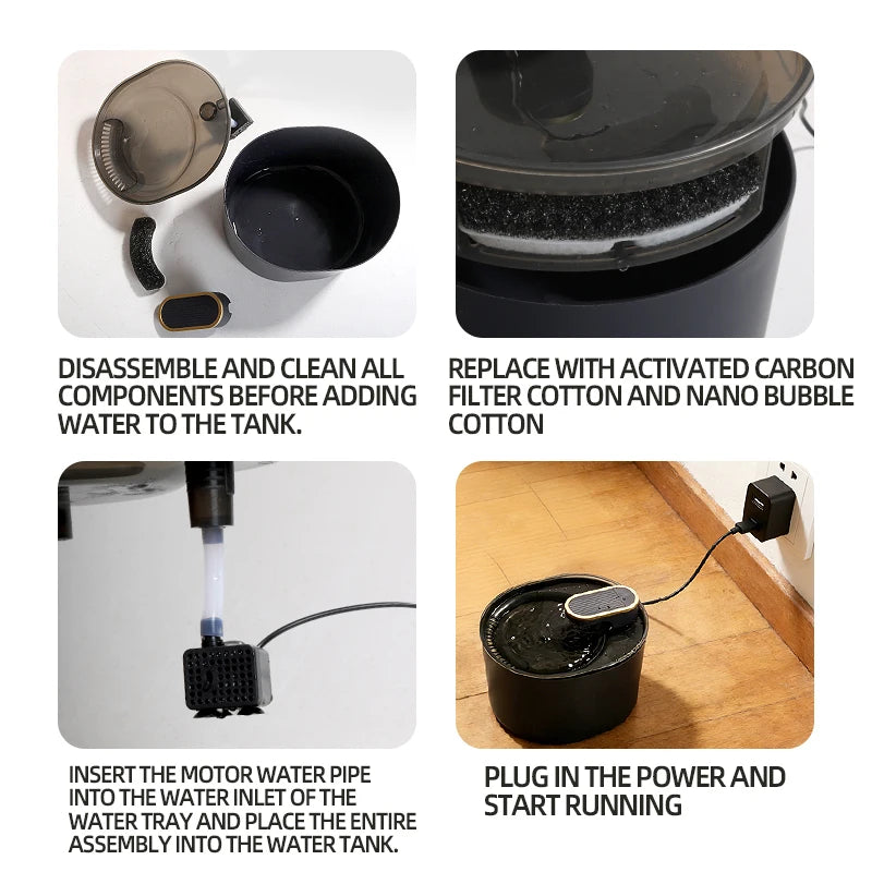 3L USB Pet Water Dispenser Silent Intelligent Filter Automatic Circulation Battery-Free Cat Dog Drinking Water Machine