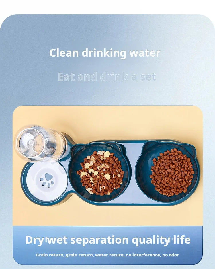 🐱 3-in-1 Cat Food Bowl with Water Dispenser | Non-tip, Tilted, and Comfortable ⭐ 4.8/5 (1,500+ customers)