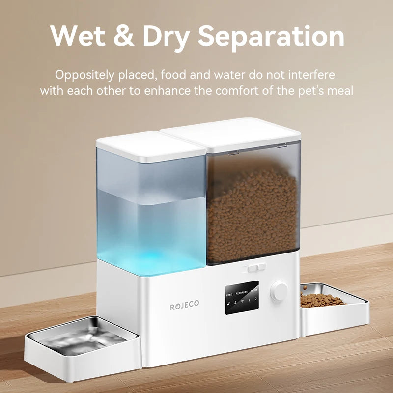 ROJECO Stainless Steel Feeding Bowl & Water Bowl Accessories For 8.5L Automatic Pet Feeder With Water Dispenser Pet Accessories