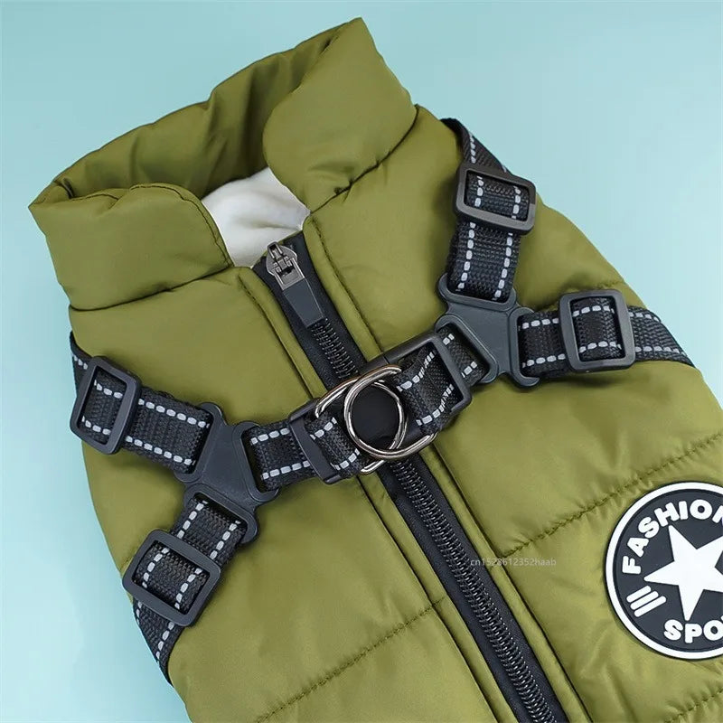 Veste chaude d'hiver pour chien avec harnais, manteau imperméable pour petit et moyen chien, Chihuahua, bouledogue français, vêtements d'extérieur pour chien