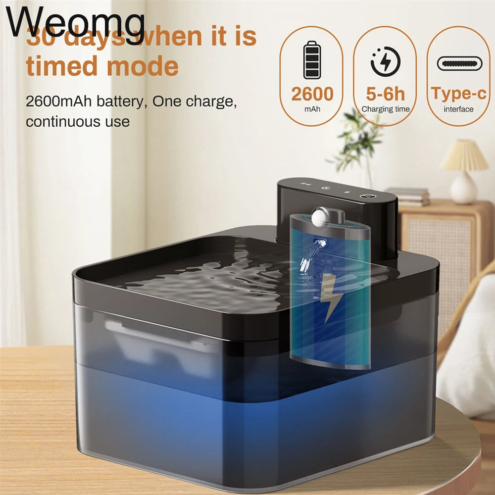 2.2L 5V Wireless Charging Cat Fountain Automatic Pet Drinking Water With Motion Sensor Dog Cat Water Dispenser Bowl