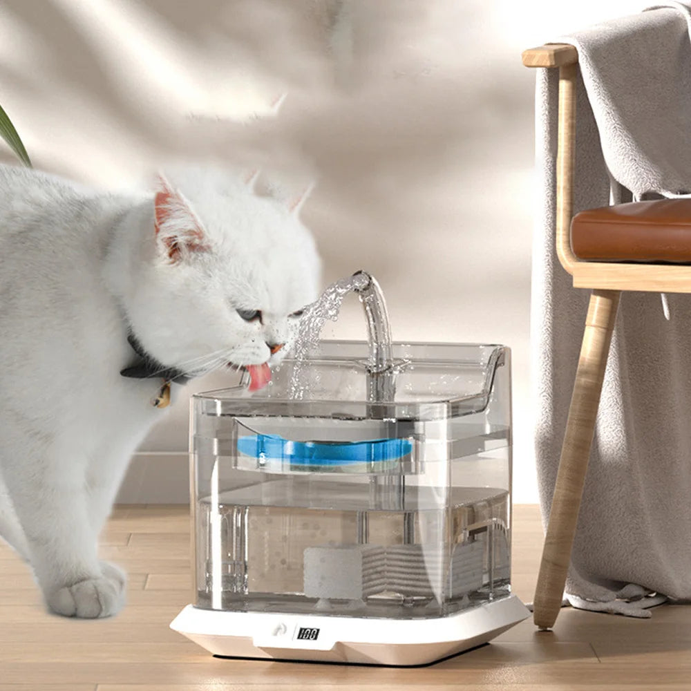 Fontaine à eau automatique sans fil pour chats, rechargeable 4400 mAh, capteur de batterie, distributeur d'eau pour chats et chiens