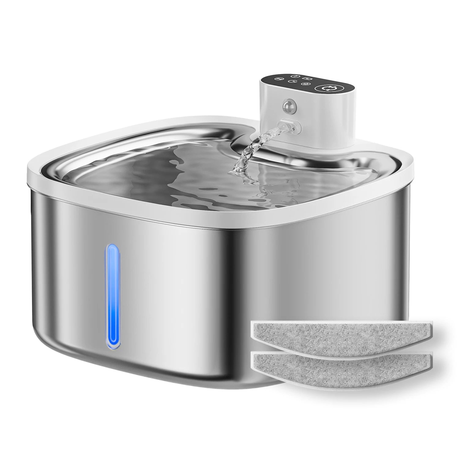 Cat Water Fountain 3.5L Wireless Inductive Pet Water Purifier, Silent Pump and Stainless Steel Tray, 4000mAh Rechargeable Battery