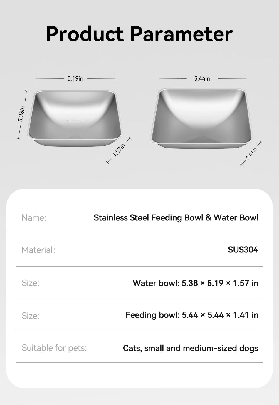 ROJECO Stainless Steel Feeding Bowl & Water Bowl Accessories For 8.5L Automatic Pet Feeder With Water Dispenser Pet Accessories