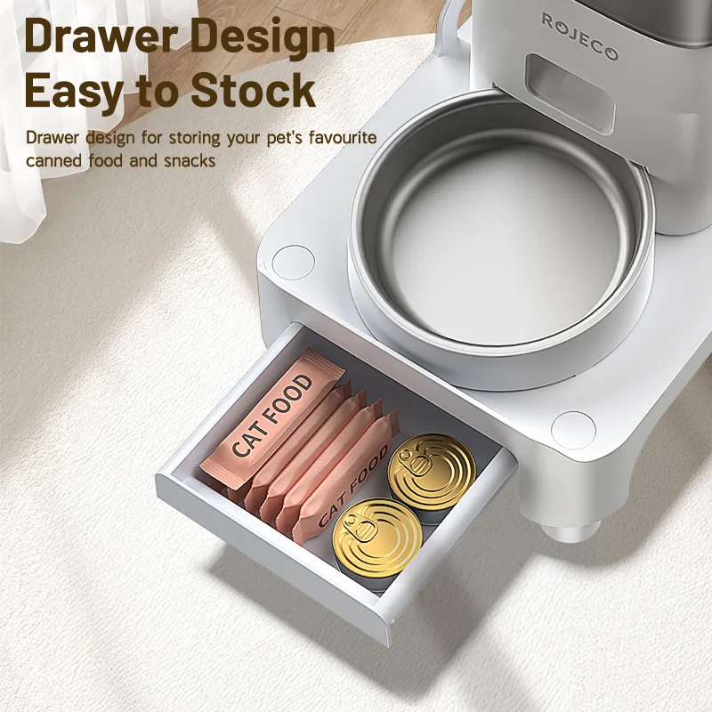 ROJECO Multifunction Feeder Elevated Bracket Pet Single and Double Bowl Food Dispenser Adjustable Height Size For Cat Dog Feeder