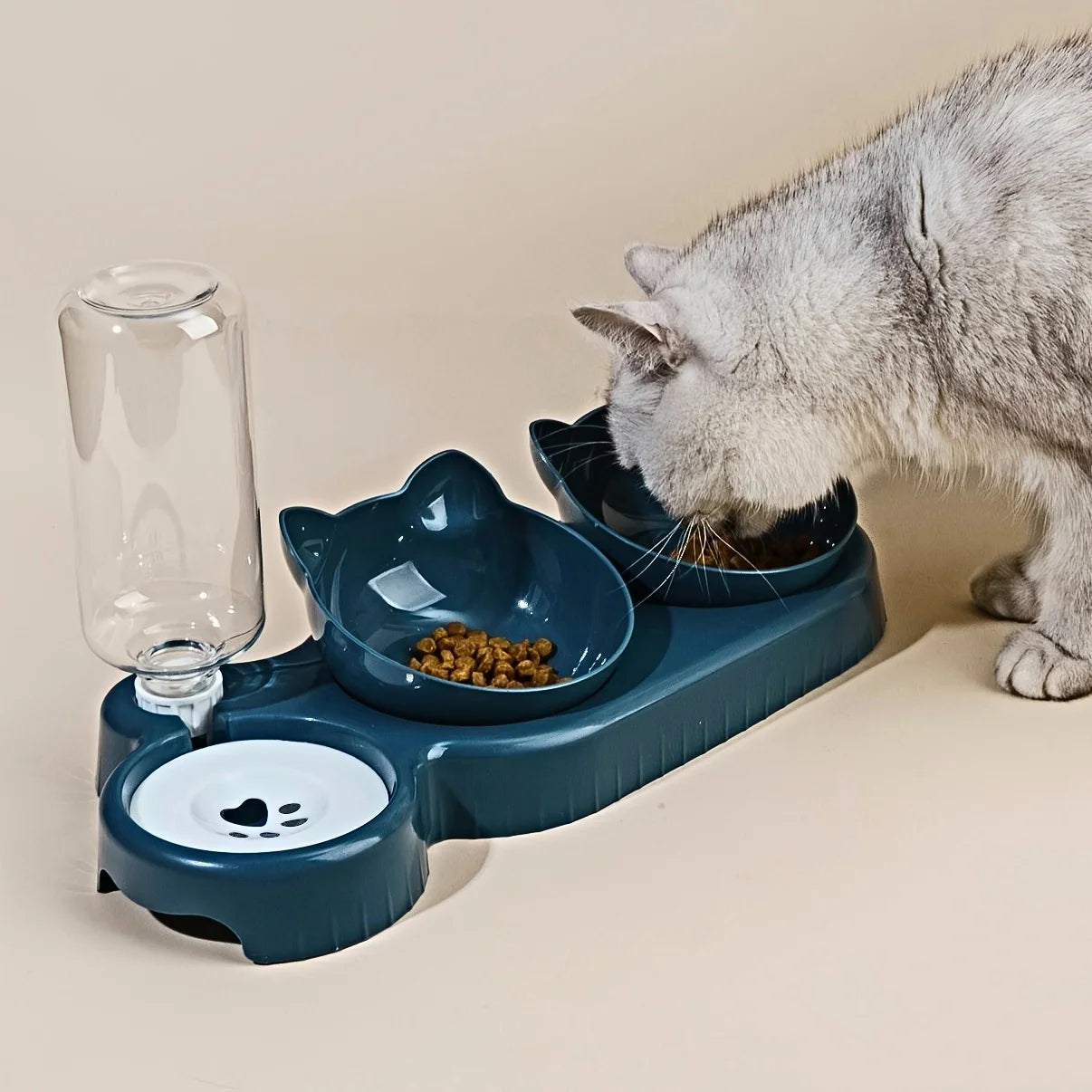 🐱 3-in-1 Cat Food Bowl with Water Dispenser | Non-tip, Tilted, and Comfortable ⭐ 4.8/5 (1,500+ customers)