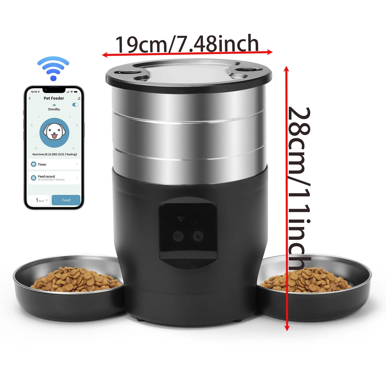 4.5L TuYa APP Automatic Pet Water Fountain Feeder Button Version Auto Cat Drink Smart Dispenser For Cats Dog Dry Food Bowl