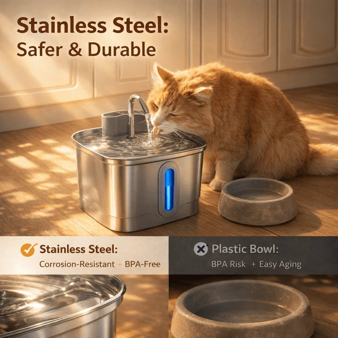 Smart Wireless Cat Water Fountain 4000mAh Rechargeable Battery Sensor Stainless Steel Automatic Pet Water Dispenser with Filter