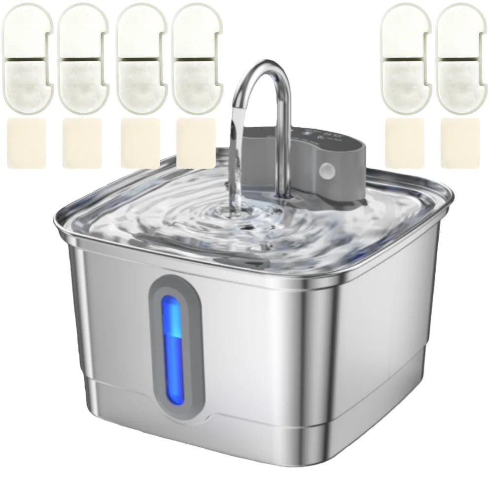 Smart Wireless Cat Water Fountain 4000mAh Rechargeable Battery Sensor Stainless Steel Automatic Pet Water Dispenser with Filter