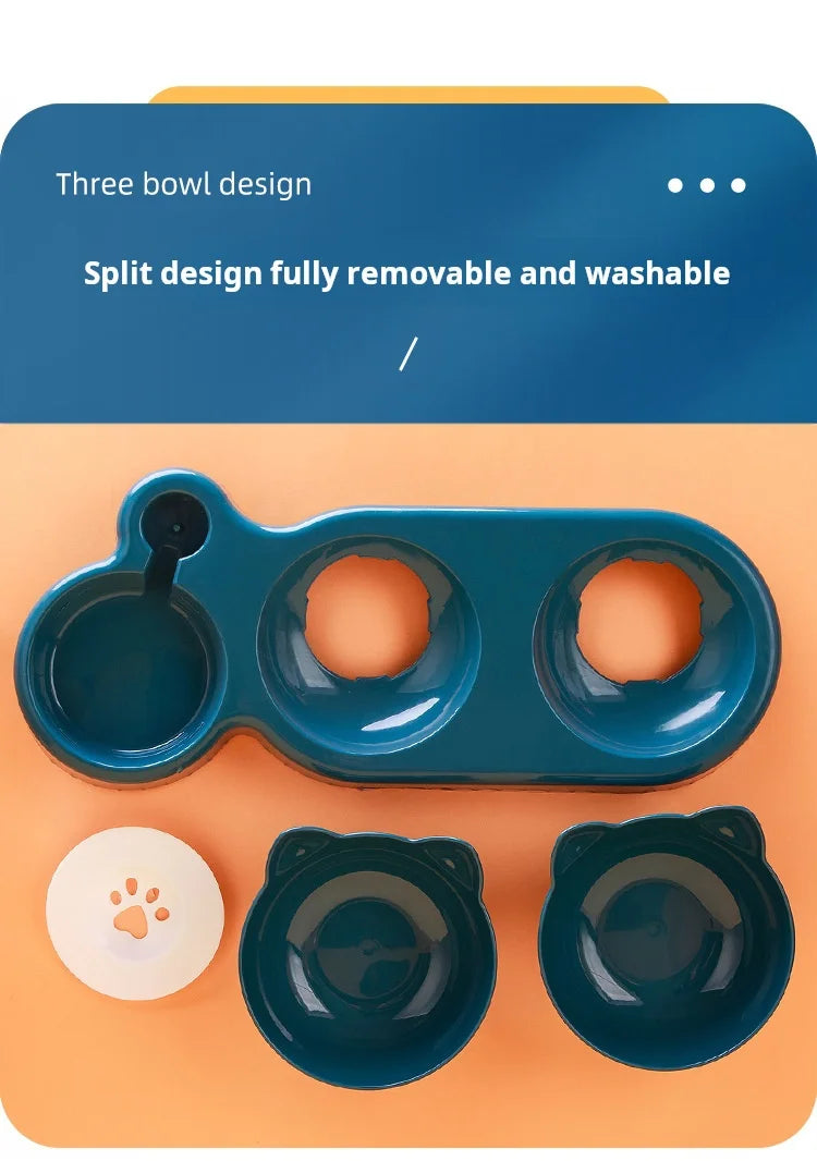 🐱 3-in-1 Cat Food Bowl with Water Dispenser | Non-tip, Tilted, and Comfortable ⭐ 4.8/5 (1,500+ customers)