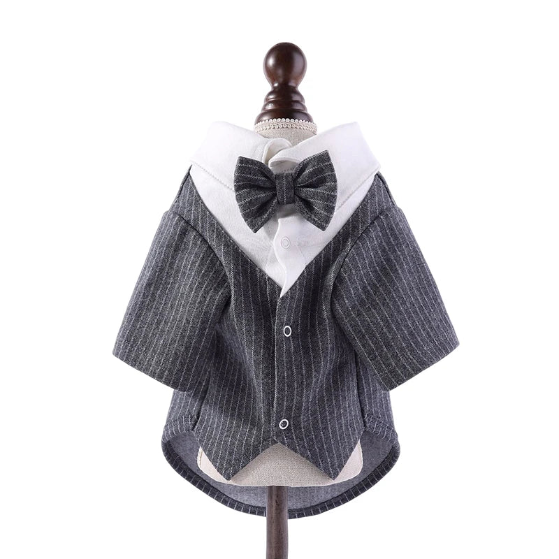 Vêtements pour chiens Gentleman, Costume de mariage, Chemise formelle pour petits chiens, Nœud papillon, Smoking, Tenue pour animaux de compagnie, Costume de Noël pour Teddy, Poméranien