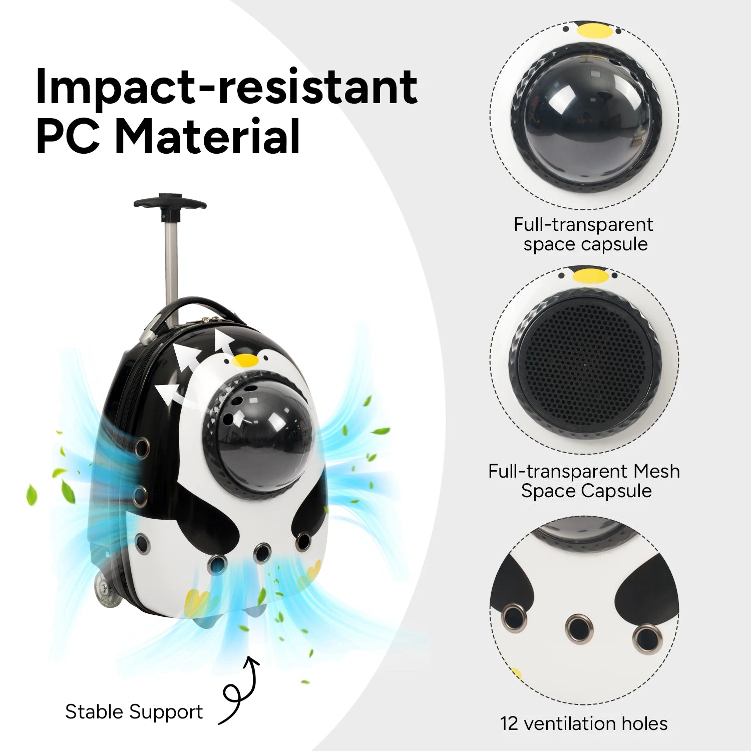 2-in-1 Cat Carrier Backpack Suitcase for Cats Dogs Small Puppy Outdoor Breathable Knapsack for Hiking Traveling