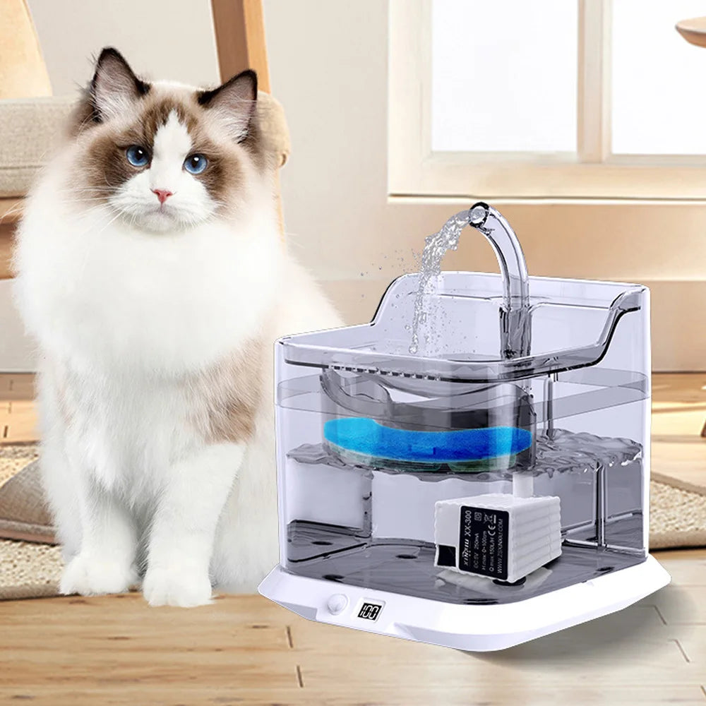 Fontaine à eau automatique sans fil pour chats, rechargeable 4400 mAh, capteur de batterie, distributeur d'eau pour chats et chiens