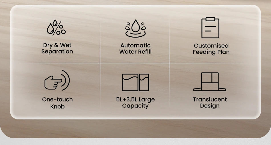 ROJECO 8.5L Automatic Pet Feeder Water Fountain WIFI APP Remote Control Smart Dog 5L Food Dispenser 3.5L Gravity Water Drinker