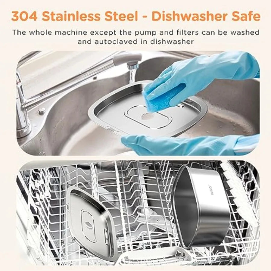 Cat Water Stainless Steel: 108oz/3.2L Drinking Foundatin for Cats Indoor Automatic Dog Water Dispenser Bowl - Cat Feeding and W