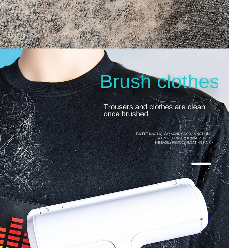 Pet Hair Roller Remover Lint Brush 2-Way Dog Cat Comb Tool Convenient Cleaning Dog Cat Fur Brush Base Home Furniture Sofa Clothes