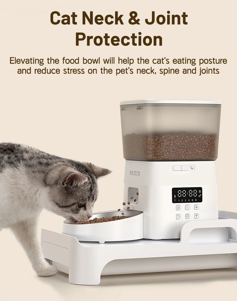 ROJECO Gamelle multifonction surélevée pour animaux de compagnie, mangeoire simple et double, distributeur de nourriture à hauteur réglable pour chats et chiens