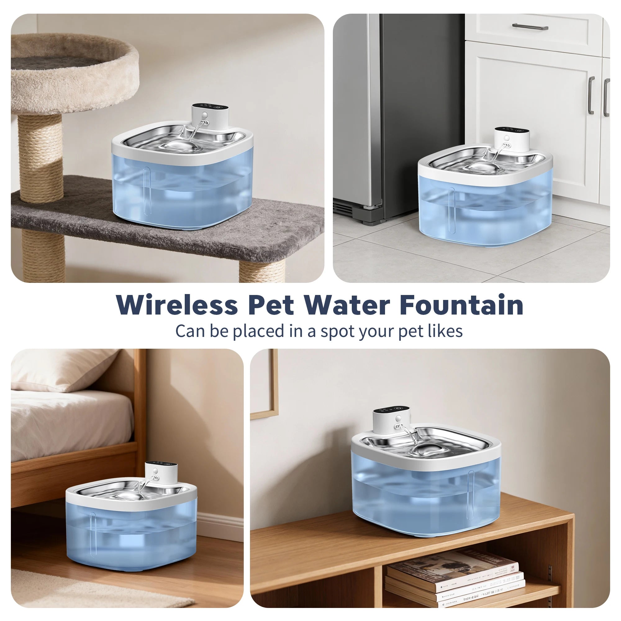 Distributeur d'eau intelligent sans fil pour animaux de compagnie, fontaine à eau automatique pour animaux de compagnie, avec filtre et pompe silencieuse, pour chien et chat, 3,5 L