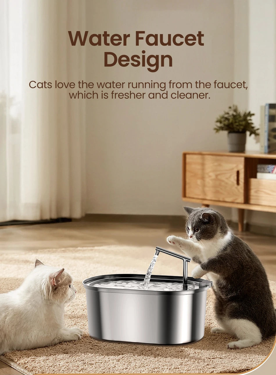 ROJECO Stainless Steel Cat Water Fountain Automatic Cat Drinker Drinking Fountain For Cats Dogs Pet Water Dispenser Accessories