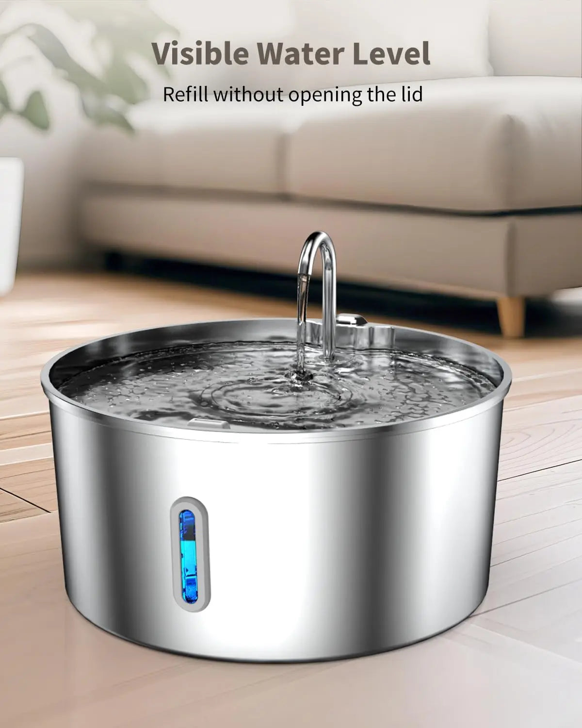 7L Stainless Steel Dog Water Fountain for Large Dogs, Automatic Dispenser with Quiet Pump