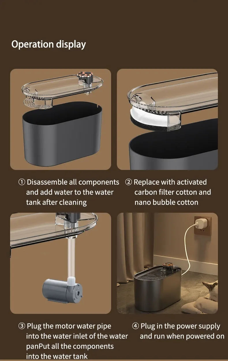 3L Automatic Cat Water Fountain Large Capacity Silent Pet Water Dispenser Circulating Filter Kitten Drinking Feeder Pet Supplies