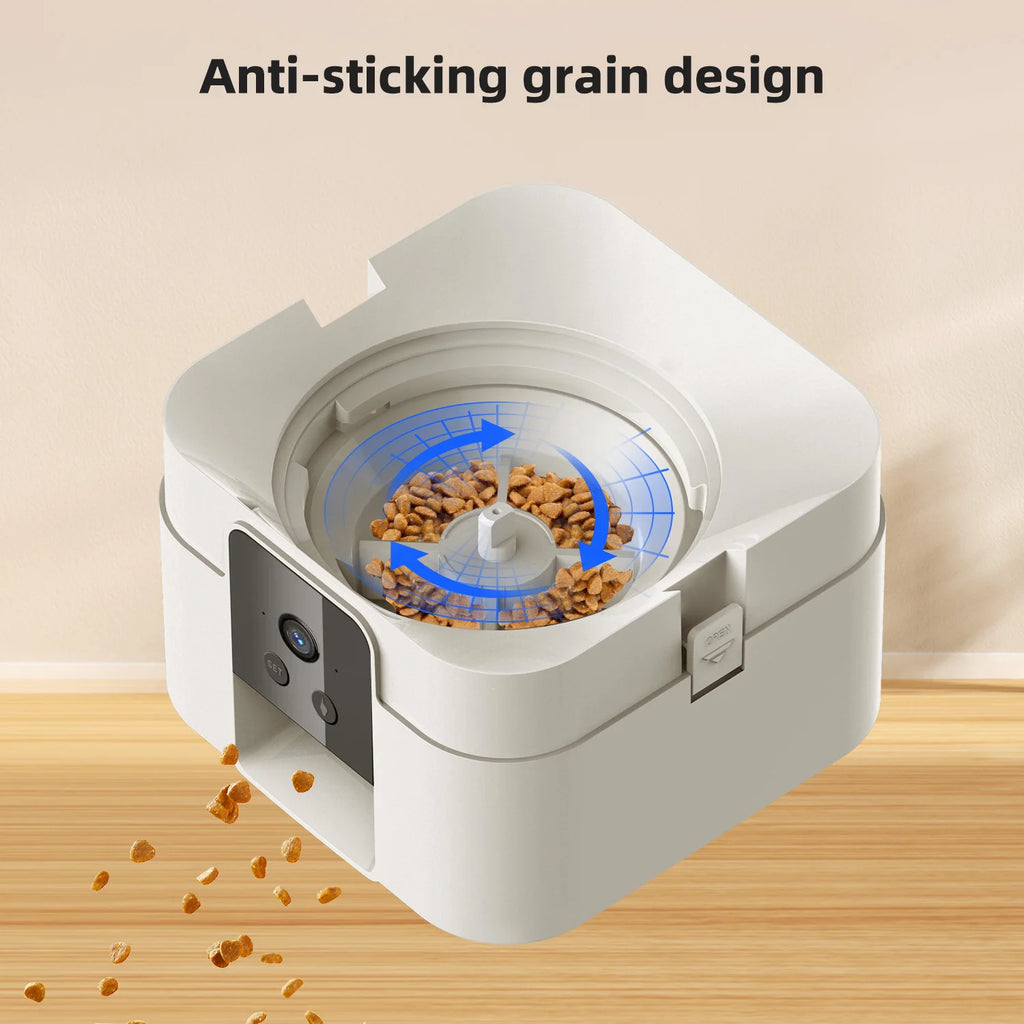 2L Automatic Pet Feeder Cat Smart Pet Feeder Wi-Fi & Camera Controlled Feeder Dog & Cat Food Dispenser Remote App (No 5V 2A plug)