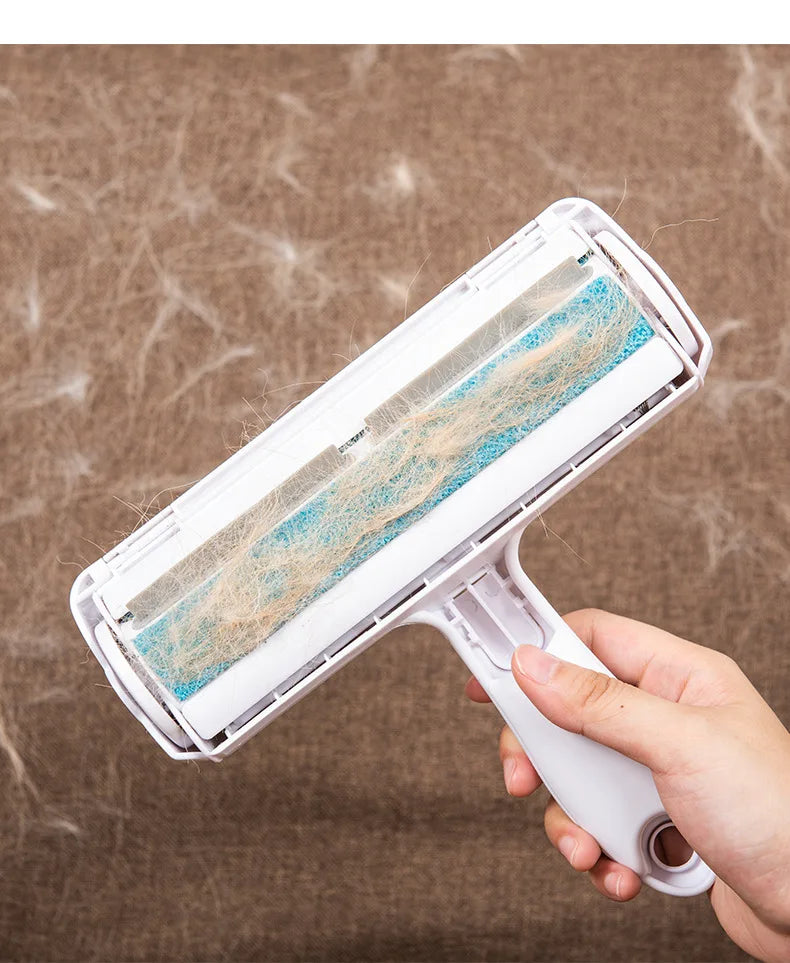 Pet Hair Roller Remover Lint Brush 2-Way Dog Cat Comb Tool Convenient Cleaning Dog Cat Fur Brush Base Home Furniture Sofa Clothes