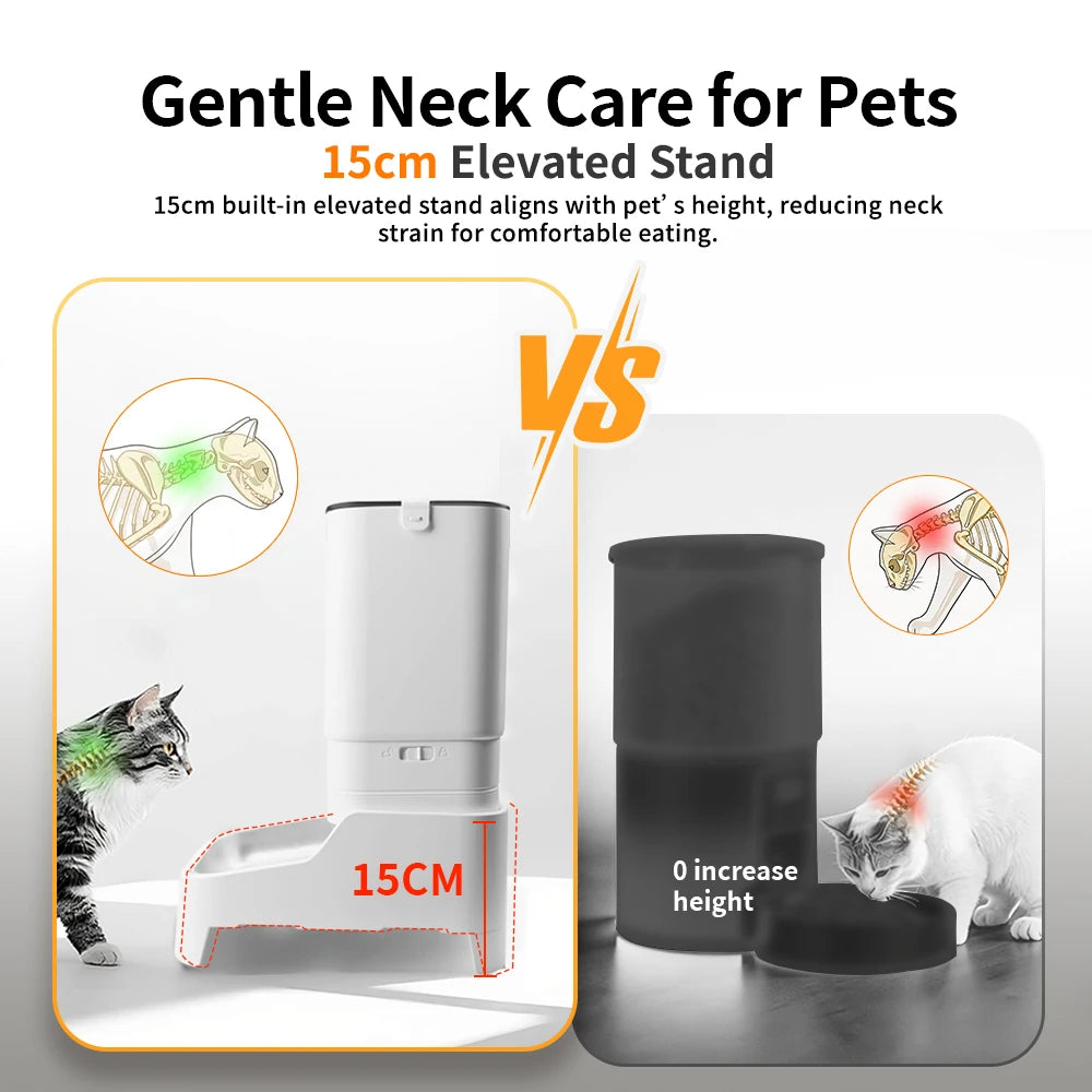 Smart Pet Feeder with 15CM Elevated Camera Tuya App Control for Busy Pet Owners FURPIPI Automatic Cats Dog Food Feeder Dispenser