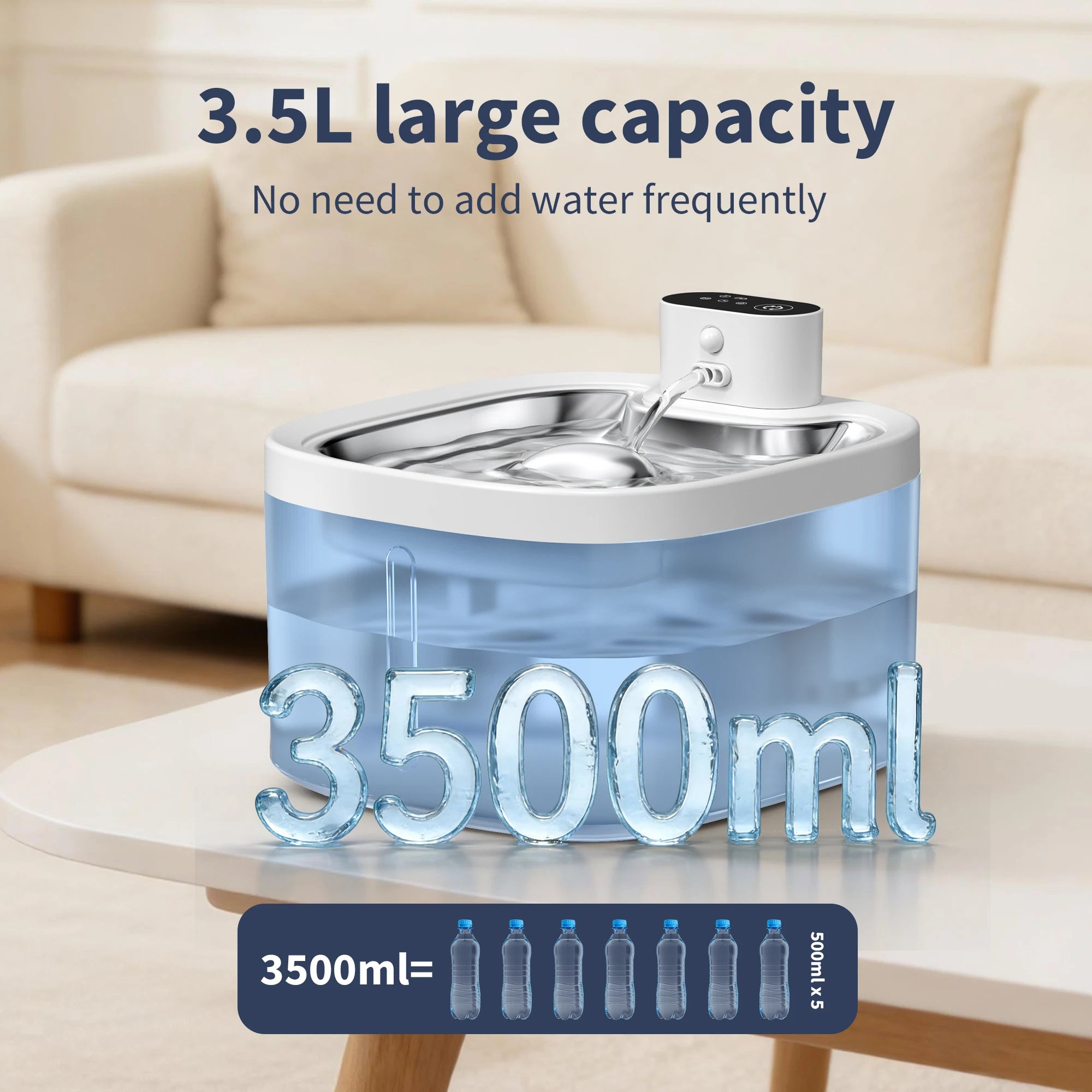 Wireless Smart Pet Water Dispenser, Automatic Pet Water Fountain, with Filter and Silent Pump, for Dog Cat Essentials 3.5L