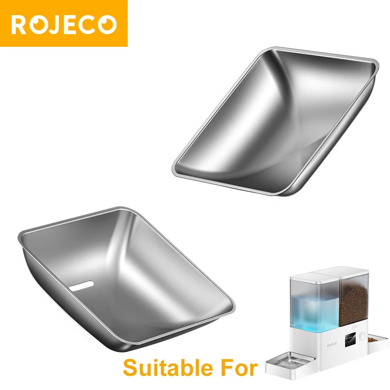 ROJECO Stainless Steel Feeding Bowl & Water Bowl Accessories For 8.5L Automatic Pet Feeder With Water Dispenser Pet Accessories