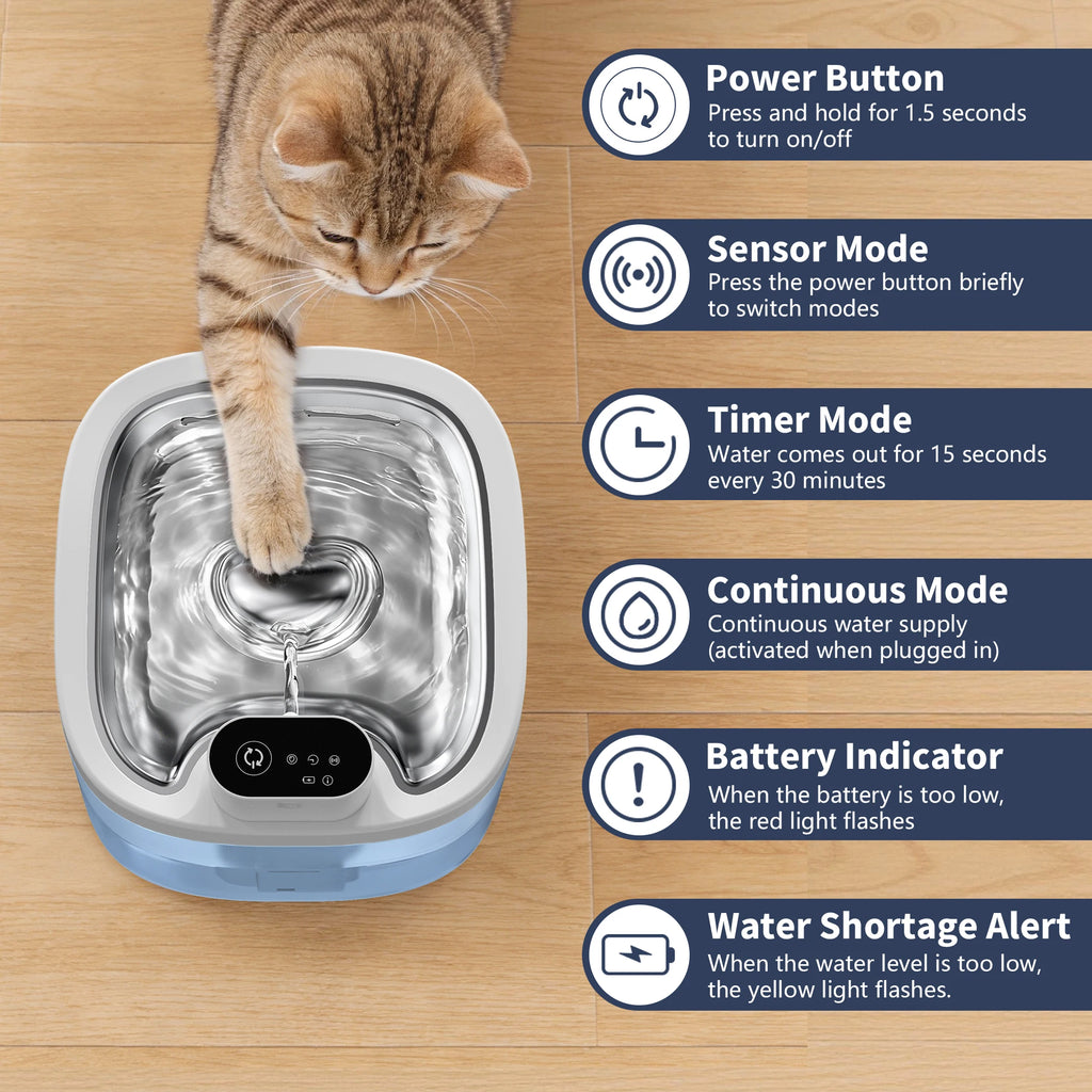 Distributeur d'eau intelligent sans fil pour animaux de compagnie, fontaine à eau automatique pour animaux de compagnie, avec filtre et pompe silencieuse, pour chien et chat, 3,5 L