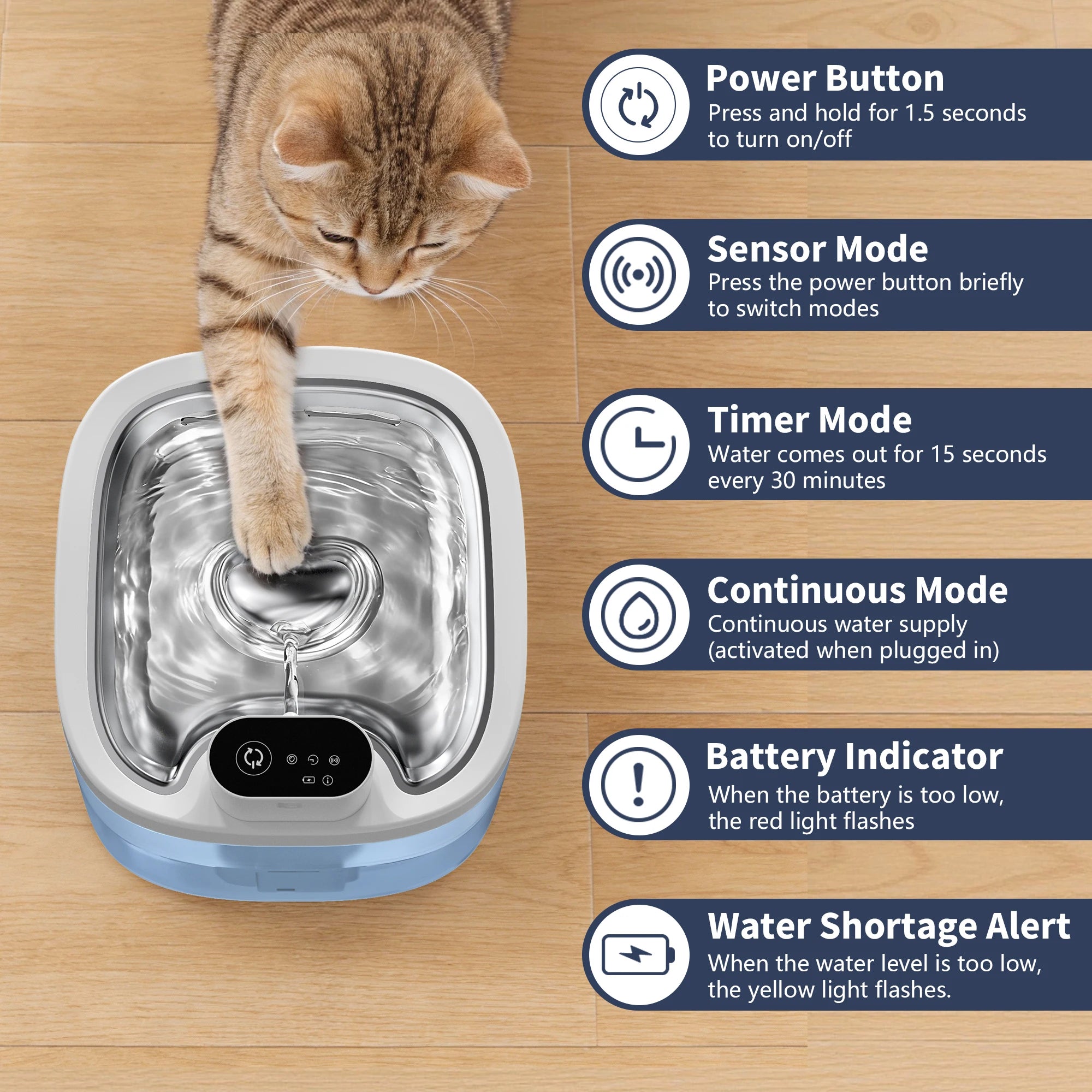 Wireless Smart Pet Water Dispenser, Automatic Pet Water Fountain, with Filter and Silent Pump, for Dog Cat Essentials 3.5L